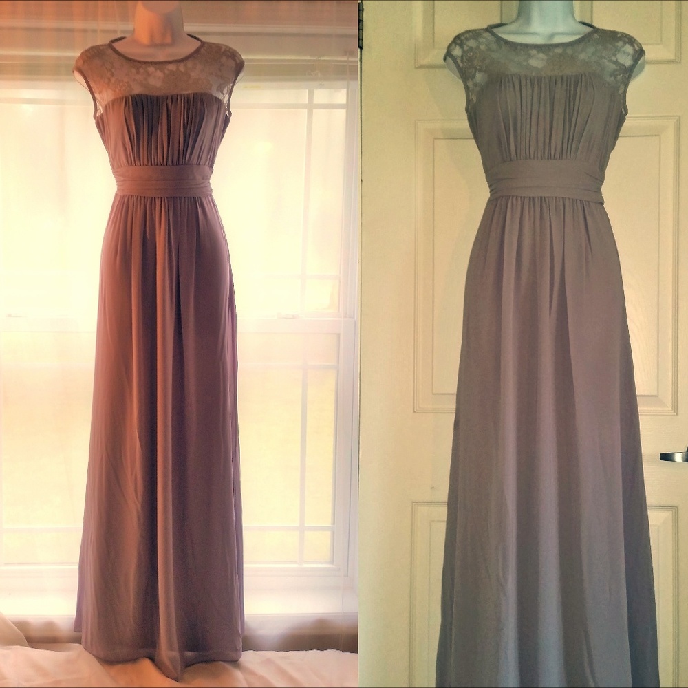 Lace Yoke Evening Gown